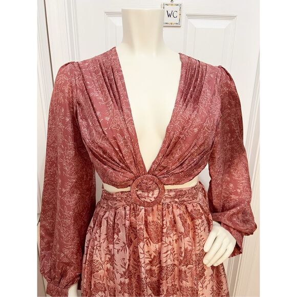 Hannah Artwear Pink Cutout Waist Backless Silk Rio Dress Rosie Rayne Size 1 4 - Picture 2 of 6